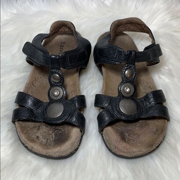Taos Footwear Women Taos Treasure Black Leather Comfort Sandals Size‎ 7
